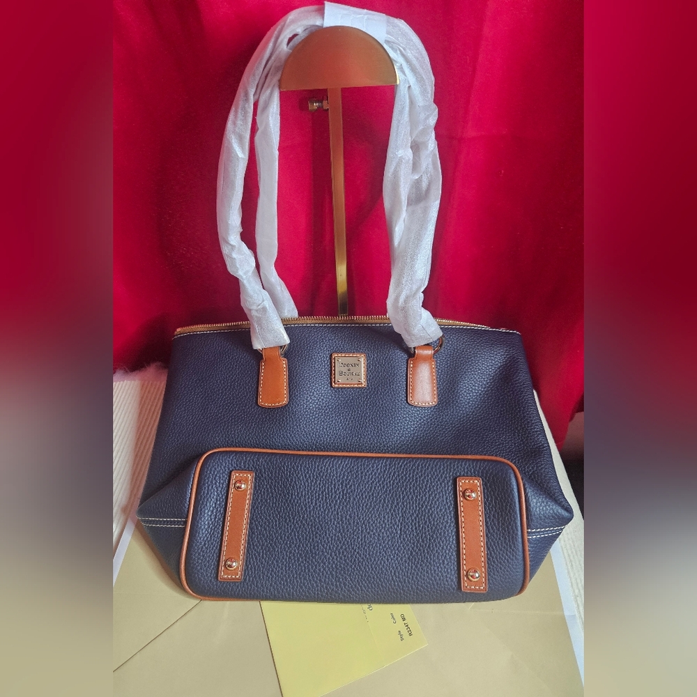 NWT Dooney & Bourke Pebble Grain Small Wren Zip Tote Blue R2347